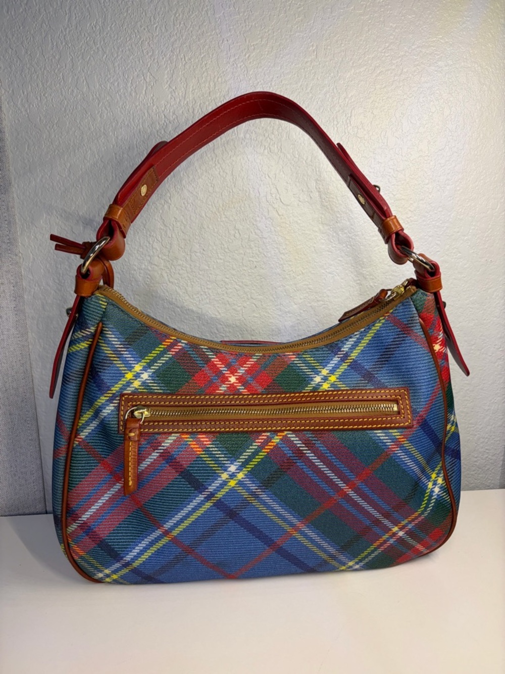 Dooney & Bourke Multicolor Plaid Shoulder Bag with Tan Trim - Picture 5 of 10